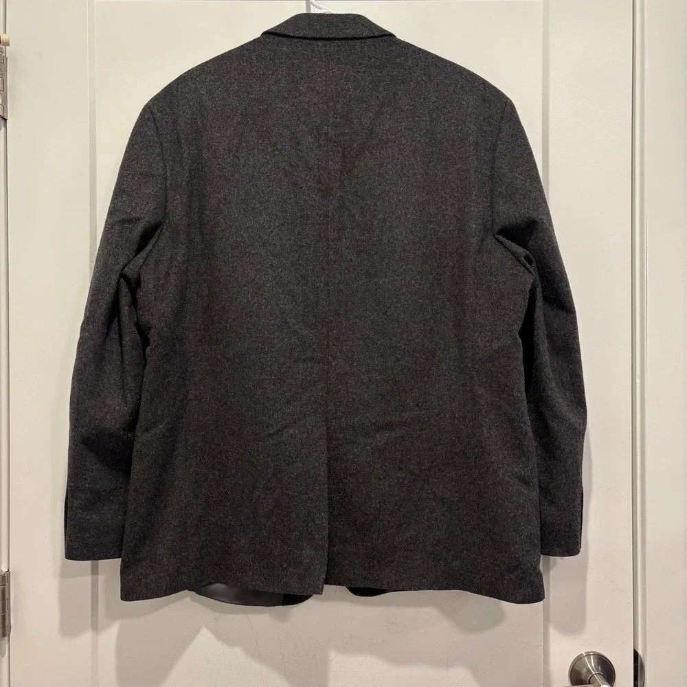 Lauren Ralph Lauren Mens‎ 46R Wool Silk Cashmere Blazer Sport Coat Charcoal Grey